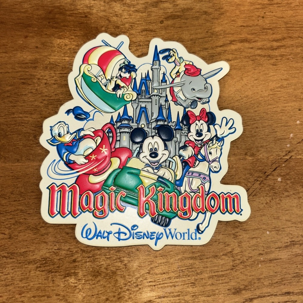 Vintage WALT DISNEY WORLD Magic Kingdom Characters on Attractions MAGNET‎